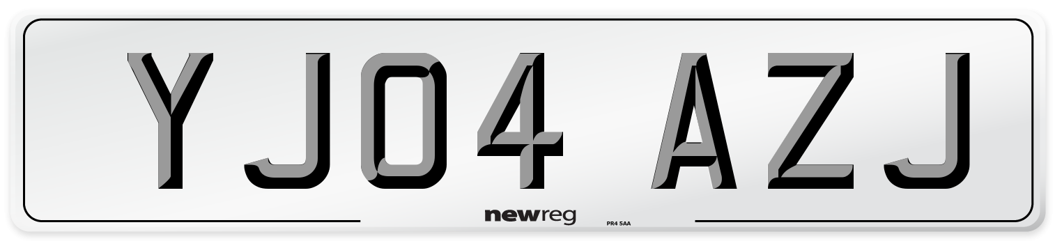 YJ04 AZJ Number Plate from New Reg